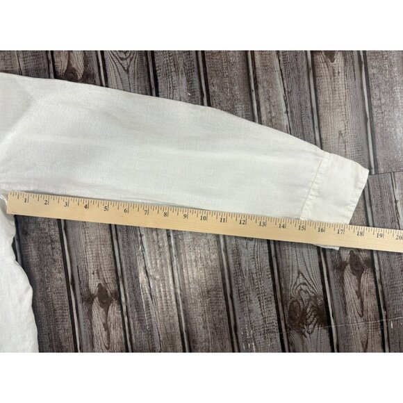 EILEEN FISHER Organic Linen Jean Style Trucker Jacket sz L white NWT  mspr 228 - Picture 6 of 9